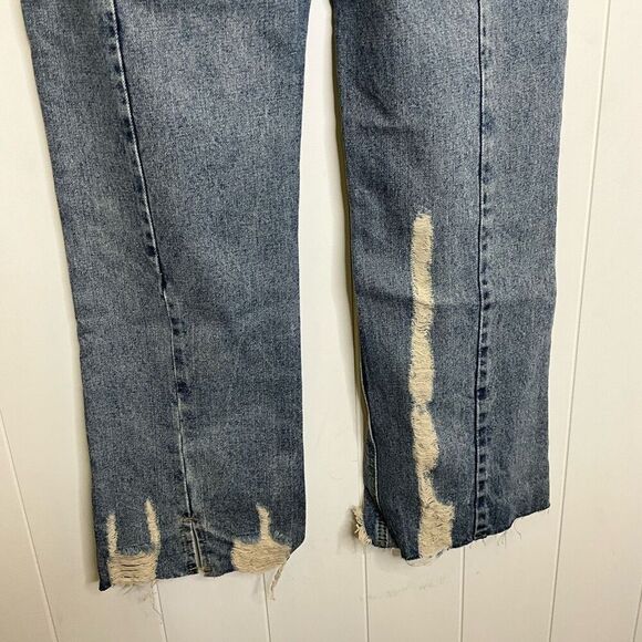 Brand New Cider Jeans Women's Small Distressed Destroyed Hem Blue Straight Jeans - Picture 6 of 10